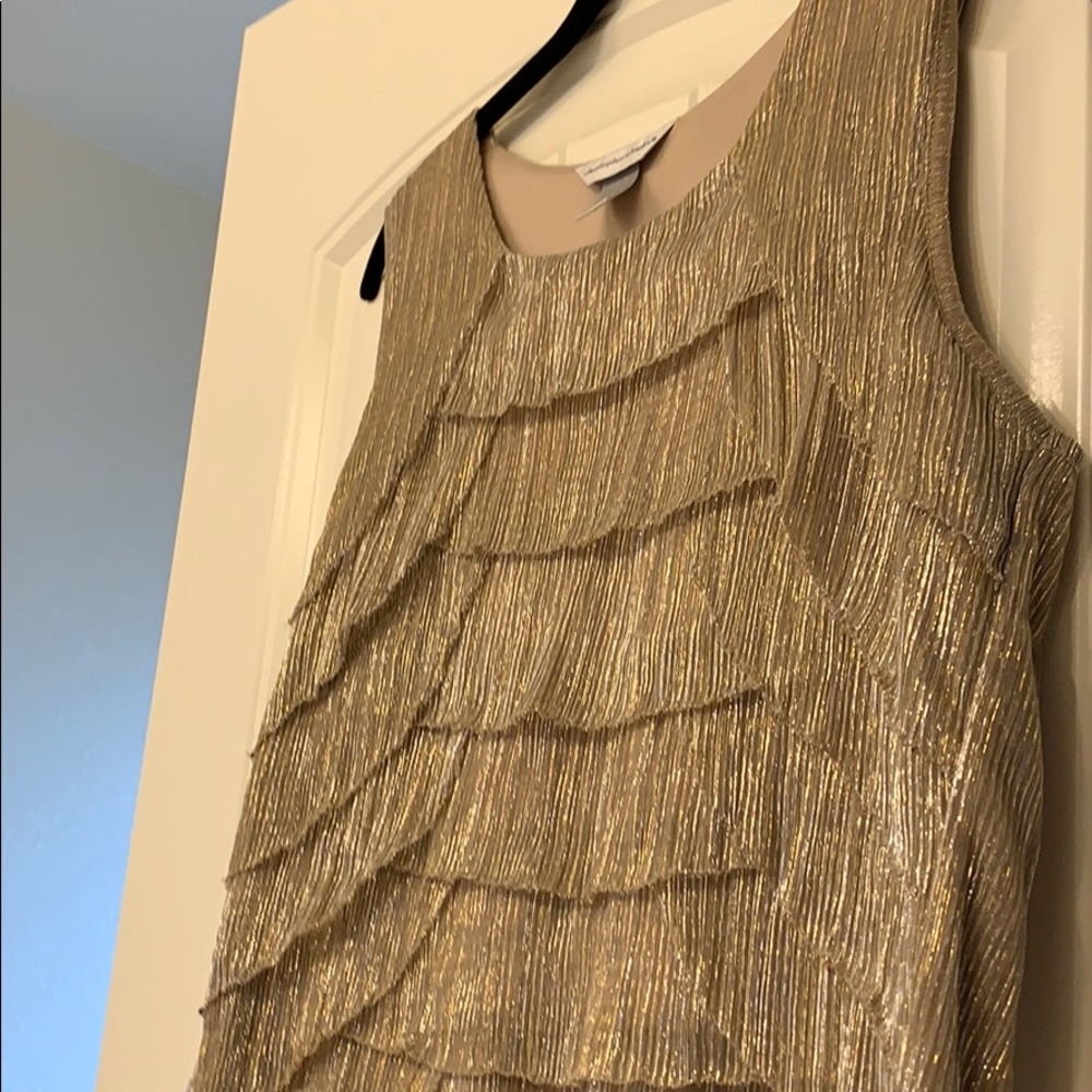 Gold Shimmer Ruffled Tank - Picture 2 of 5
